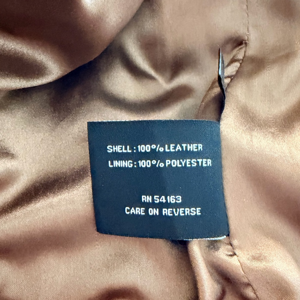 Black Rivet Soft Tan Leather Zippered Moto Bomber Jacket XL - Picture 7 of 8